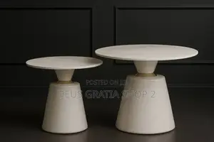2 in 1 Marble Center Table Set White Colour
