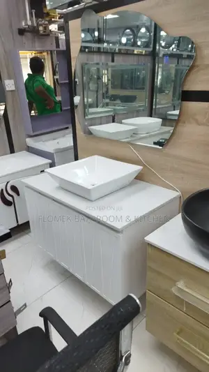 Marble Top Cabinet With a Basin and Drawer