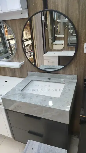 Gray Marble Top Cabinet With Inbuilt Basin.