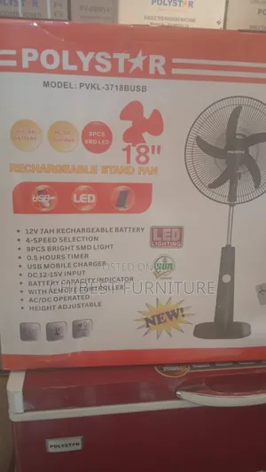 Brand New Polystar 18inches Rechargeable Standing Fan.