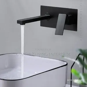 Wall Mounted Black Brass Basin Mixer Tap – Hot Cold