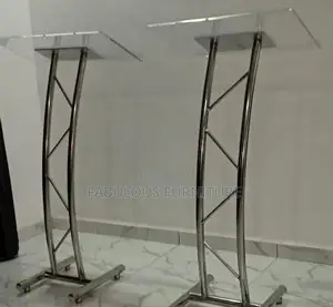 Curved Metal Double Pole Pulpit / Lectern