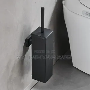 304 Stainless Steel Square Matte Black Toilet Brush Set