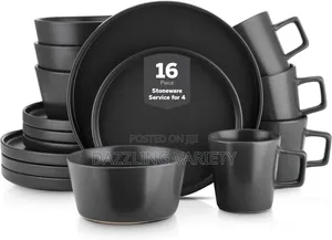 16pcs Luxury Black Ceramic Dinner Set