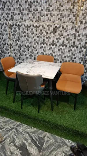 High Quality Marble Dinning Set With Four Leather Chairs