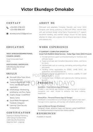 Computing IT CV