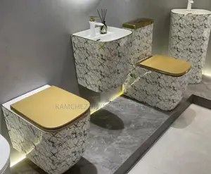 Luxury Marble Gold Wall-Hung Toilet Sink Set