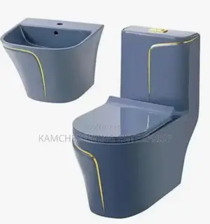 Luxury Ceramic Toilet Sink Set With Gold Trim