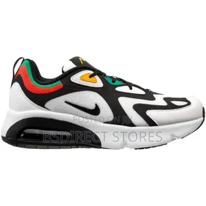Nike Air Max 200 Trainers Shoes 100 White Black Crimson