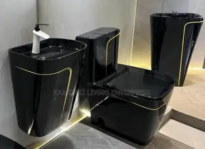 Black Gold Toilet Sink Set