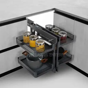 Corner Kitchen Cabinet With Pull-out Organizer Quartz Top