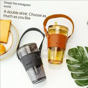 450ml Leather Grip Thickened Glass Straw Cup/Souvenir/Bulk