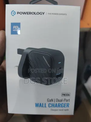 Powerology Pwc036 Gan Dual Port Wall Charger 45w