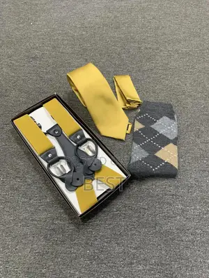 Luxury Combo of Suspenders, Long Tie, Pocket Square Socks