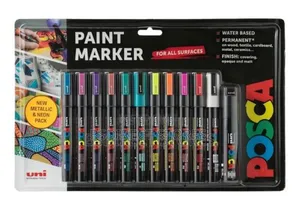 Posca 12 Piece Posca Blister Permanent Metallic/Neon Set