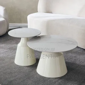 White Minimalist Marble Table Set