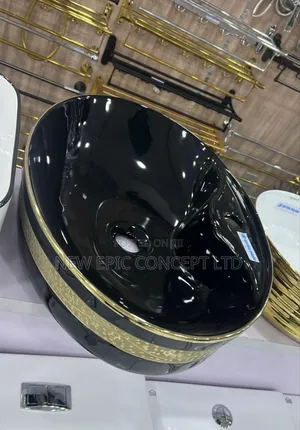 Black With Gold Color Top Wash Hand Basin