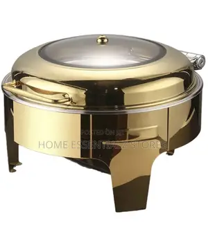 Luxury Gold Round Roll-Top Chafing Dish - Stainless Steel Buffet Serve