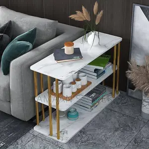 Modern Marble Top Corner Table With 3 Tiers