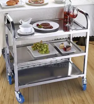 3-Tier Stainless Steel Service Trolley Cart With Wheels