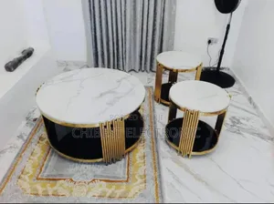 Black, White, Gold Color Center Table 3 in 1