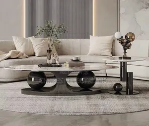 Oval Center Table in Gary Color