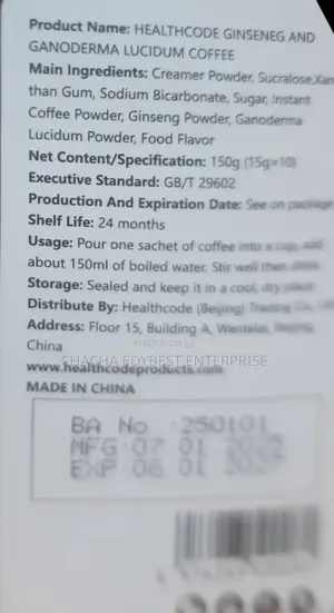 Healthcode Ganoderm Ginseng Coffee