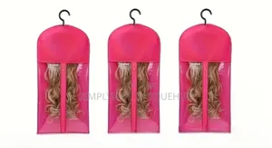 Wig Storage Bag With Zipper Hanger- Pink