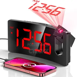 Projection Alarm Clock Digital Clock With Curved Design 180°