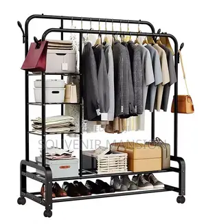Double Garment Rack With Wheel Heavy Duty 58kg