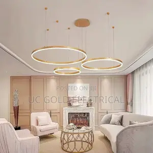 Modern Led Chandelier Brushed Rings Home Lighting Ceiling