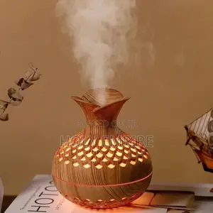 300ml Wooden Vase Colorful Light Cool Mist Air Humidifier