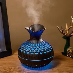 300ml Wooden Vase Colorful Light Cool Mist Air Humidifier