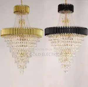 Gold Crystal Chandelier Modern Luxury Duplex Villa Lobby
