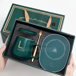 Smart Ceramic Mug With Warmer Pad – Green (Gift Set)