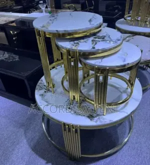 Set of Marble Center Table and 3 Side Tables