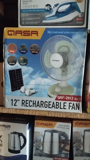 Qasa 12′′ 3 In1 Solar Rechargeable Fan +Panel, Bulb QRF-2912