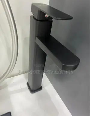 Square Long Black Basin Mixer Tap