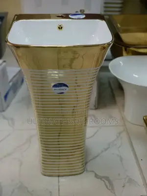 Gold Colour and White Stripe Dinning Washing Hand Basin