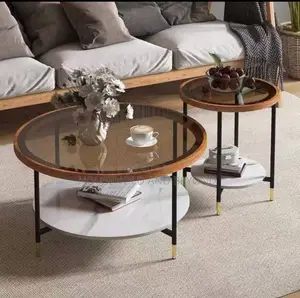 Italian Glass Twin Center Table 2 in 1 Nordic Table