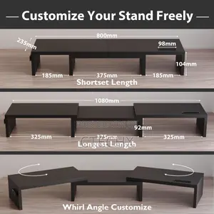 Bontec Dual Wooden Tv, Monitor Stand With Groove,