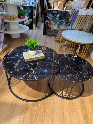 Modern Marble Round Coffee Table With Stainless Steel Frame