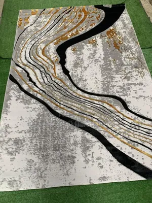 5by7 Feets Modern Turkish Centre Rug Black/Gold Colour
