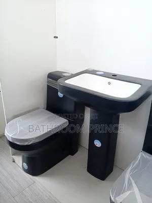 Black and White Water Closet Set
