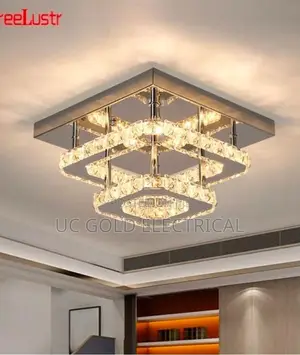 Modern Square Crystal Ceiling Lamp Plafon Stainless Steel