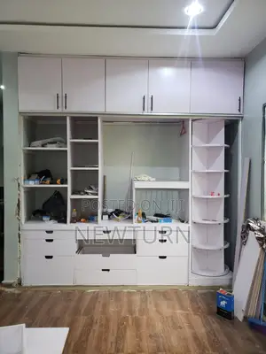 Chest of Wardrobe and Shelves.