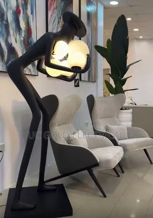 Humanoid Statue Sculpture Floor Lamp Long Arm Ball Exhibitio