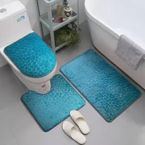 3 Piece Bath Mat Set With Memory Foam Non Slip