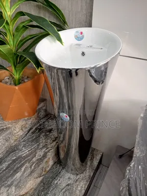Freestand Silver and White Wash Basin