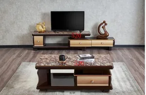 Brown and Gold Tv Stand and Center Table
